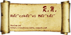 Ráczkövi Máté névjegykártya